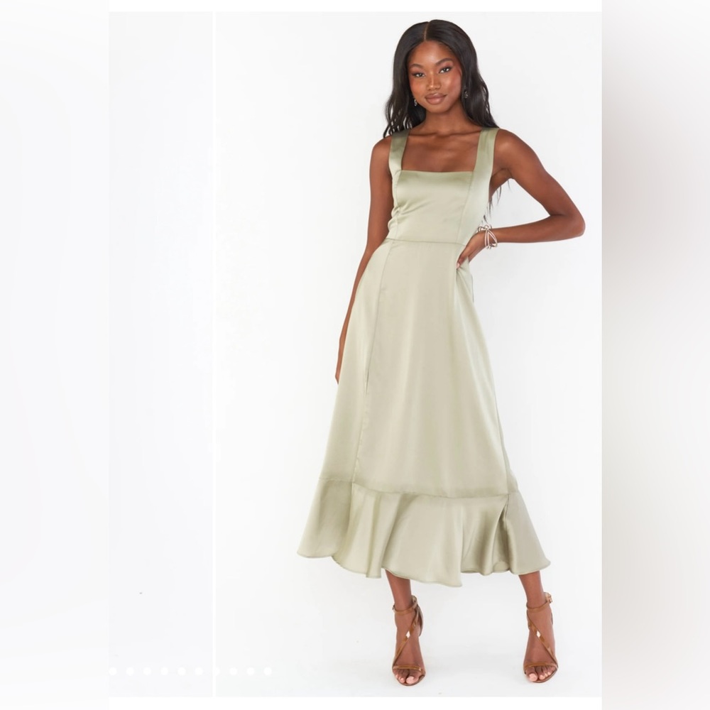 Claire Midi Dress - Moss Green Luxe Satin